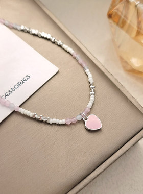 甜美风高级感拼接糖果色串珠项链