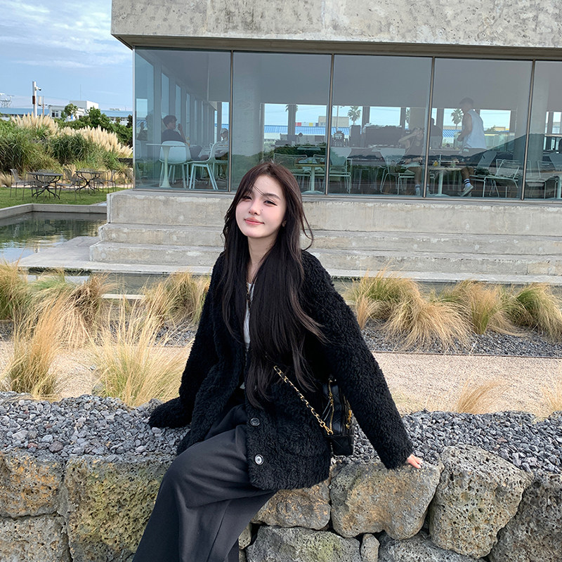 alex stevens 颗粒绒羊羔毛短款外套女冬季加厚宽松毛毛外套皮草,淘宝优惠券,粉丝福利购,淘宝优惠卷