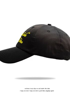 韩系简约字母刺绣绸缎春夏软顶棒球帽子女速干防晒显脸小鸭舌帽男