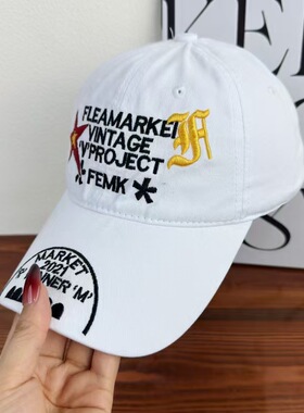 韩版字母刺绣棒球帽子女街头潮牌美式复古软顶遮阳显脸小鸭舌帽男