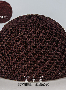 纯手工奶奶针织毛线帽双层加绒