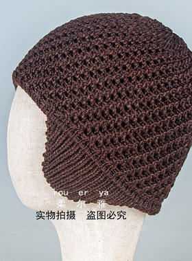 奶奶秋冬手工针织毛线帽