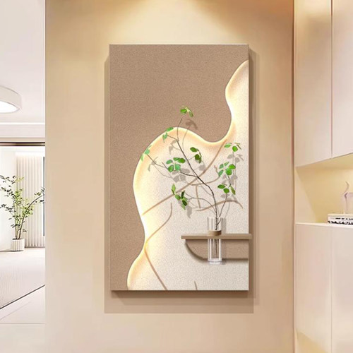 立体砂岩入户正对门人物玄关装饰画氛围灯画轻奢客厅背景墙挂画 - 图2