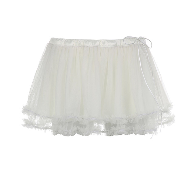 WEEKEEP Ballet Retro Double Mesh No Waist Lace Lace Cake for Outdoor Skirt