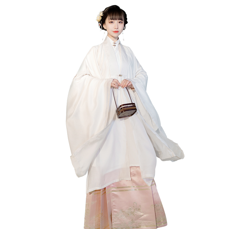 言兮亭汉服言兮亭汉服立领斜襟纯色长衫披风明制白菜汉服日常百搭春夏秋款女3