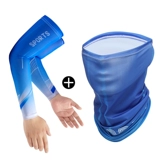 Комплект, маска для велоспорта, шелковые нарукавники, шарф, летний шарф-платок, велосипед, 2 предмета, защита от солнца, с защитой шеи