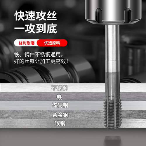 进口镀钴涂层粉末0.5P挤压丝攻1P导向攻牙到底M2M3M4M5M6挤压丝锥 - 图0