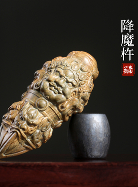 天然绿檀木实木雕刻金刚杵金刚镢庇护摆件佛像金刚挂件盘玩手把件