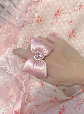 辣味少女亚文化原创kitty蝴蝶结戒指y2k辣妹千禧ins可爱粉色视觉