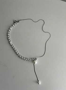 陈太同款轻奢高级感项链小众设计感拼接银色蛇骨项链网红爆款新款