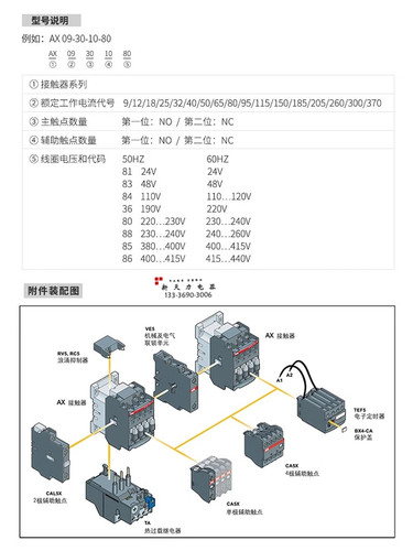 ABB交流接触器AX09-30-10/AX12/18/AX25/32/40/50/65/80/95/01-11 - 图0