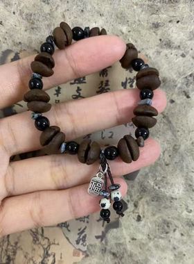 新中式咖啡豆碎银手串情侣