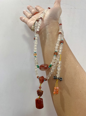 新中式国风原创天然南红玛瑙荔枝冻108颗项链息业念珠多圈手串