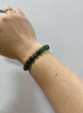 新中式国风原创设计天然和田玉碧玉直切珠串手串手链