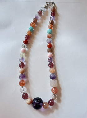 新中式国风原创设计天然水晶紫水晶多宝项链锁骨链