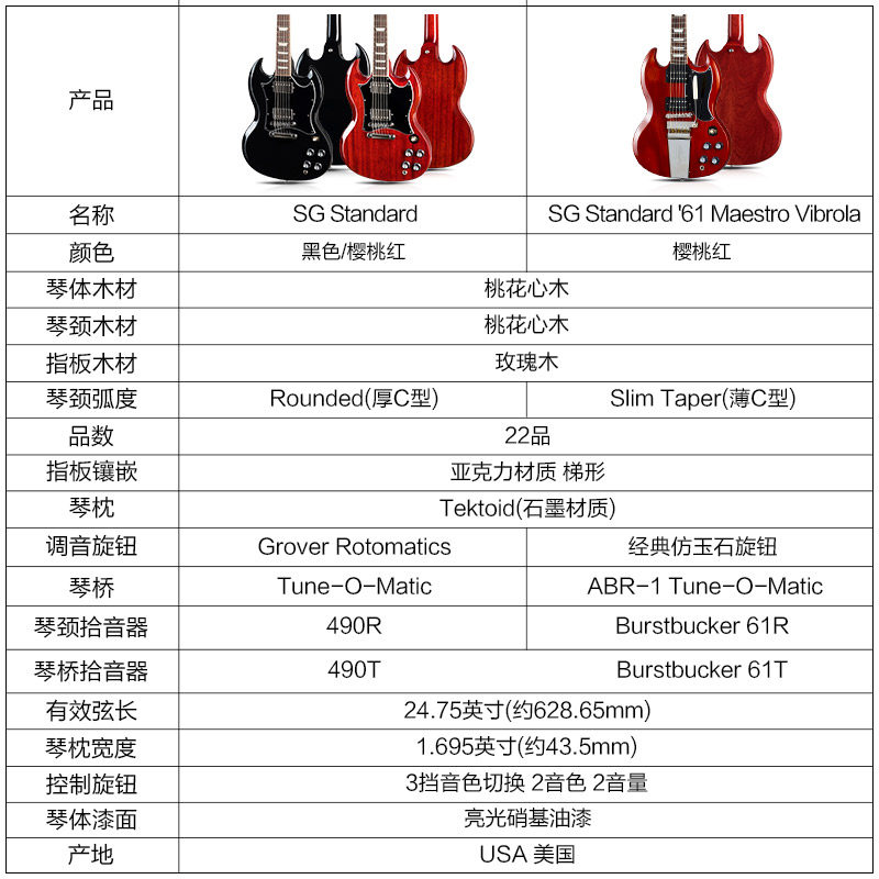 gibson吉普森sg standard 61电吉他 柏代乐器吉他-电吉他