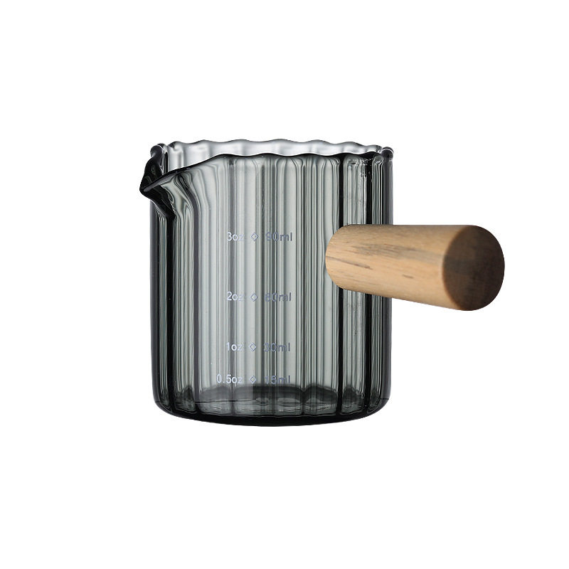 木把双嘴180毫升奶盅咖啡奶杯意式玻璃咖啡量杯竖纹迷你奶盅司杯,淘宝优惠券,粉丝福利购,淘宝优惠卷