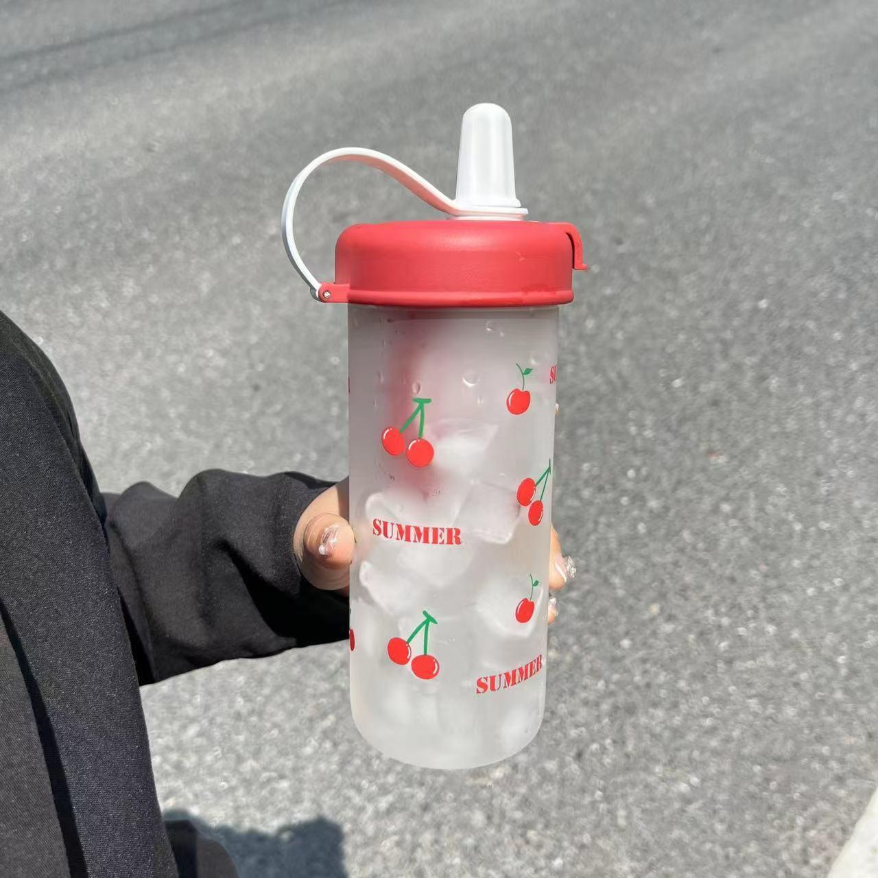 2024新款茶水分离水杯女生高颜值学生大容量杯子夏季樱桃吸管杯 - 图1
