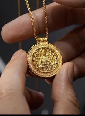 金店同款花开见佛吊坠女纪念日古法项链套链送老婆礼物