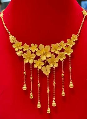 繁花流苏葫芦项链女黄铜镀金