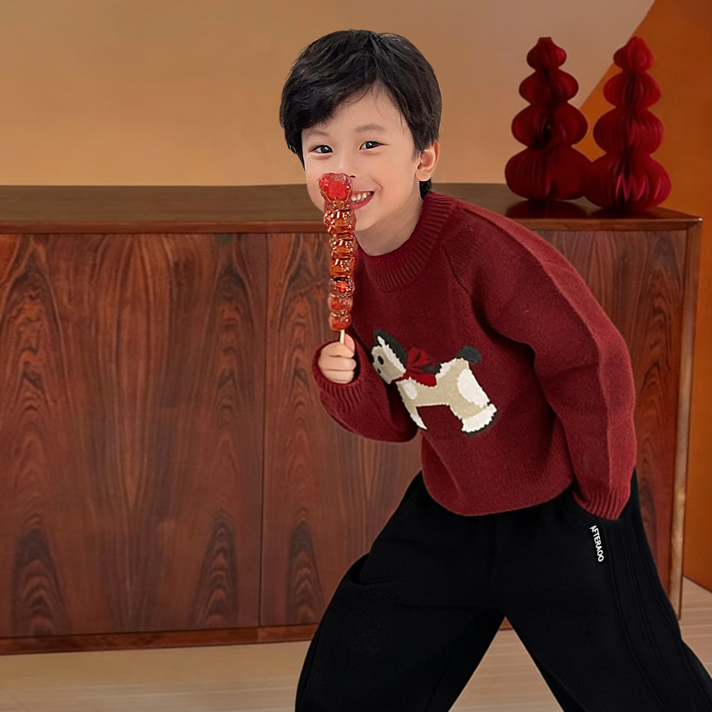 12月10日晚八点上新霖霖妈童装儿童毛衣冬季2025男童马年针织衫 - 图1