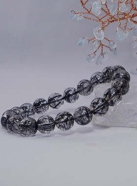 精品5A级天然黑发晶手链