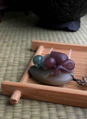 菩提天然精雕幸福紫绿玛瑙包邮