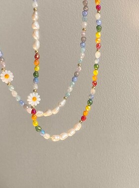 彩色串珠项链锁骨链夏季配饰颈链