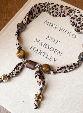 复古豹纹丝巾项链小众百搭毛衣链