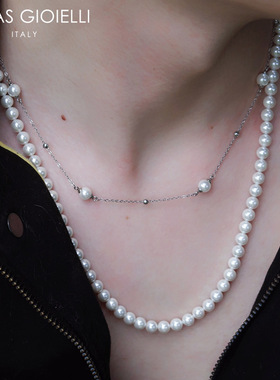 意大利OG珍珠项链双链混搭毛衣链