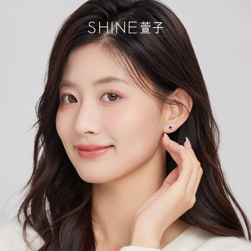 SHINE萱子饰品奢华璀璨925银耳钉轻奢高级感闪耀耳环女复古百搭,淘宝优惠券,粉丝福利购,淘宝优惠卷