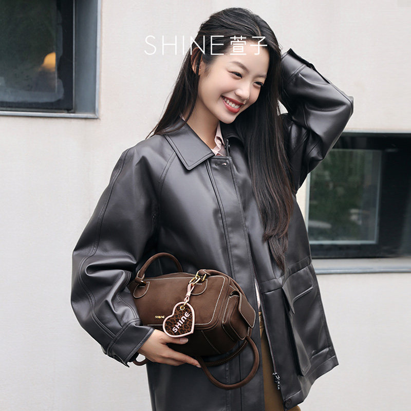 SHINE萱子饰品心动粉豹系列时髦韩系法棍包通勤单肩包保龄球包,淘宝优惠券,粉丝福利购,淘宝优惠卷