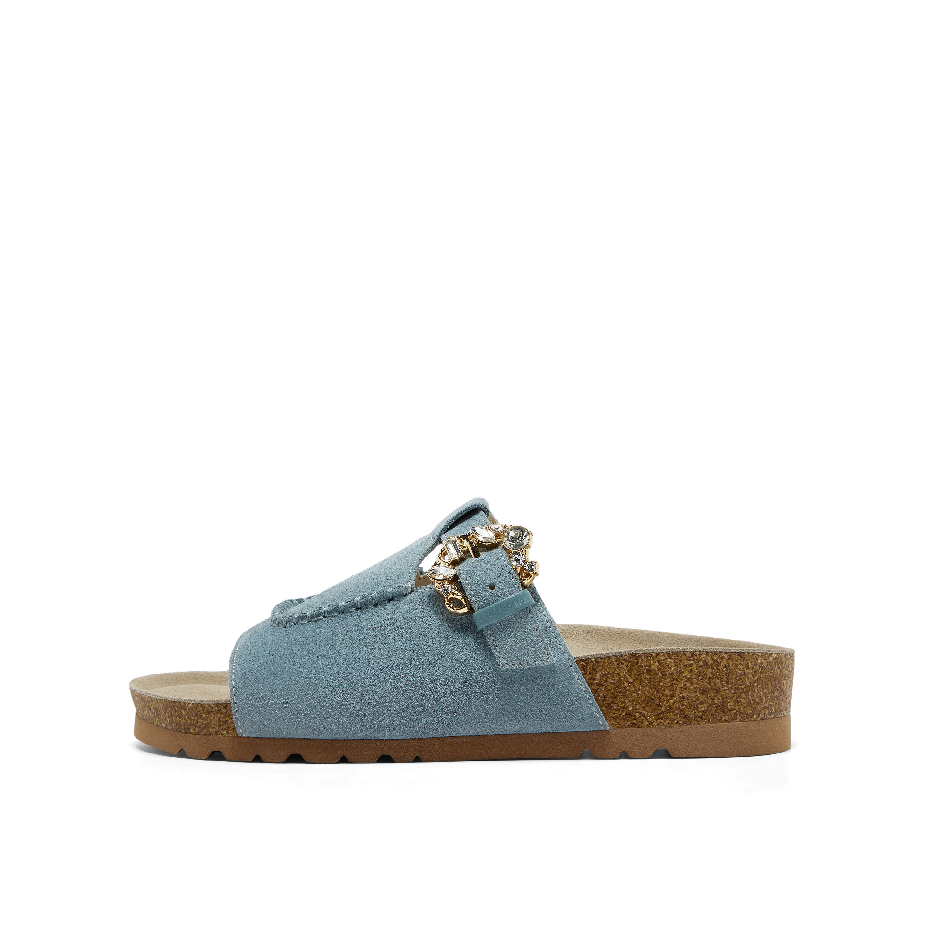 真美诗2025夏季新款复古牛绒平底袋鼠勃肯鞋凉拖鞋女外穿YVT27BT5,淘宝优惠券,粉丝福利购,淘宝优惠卷