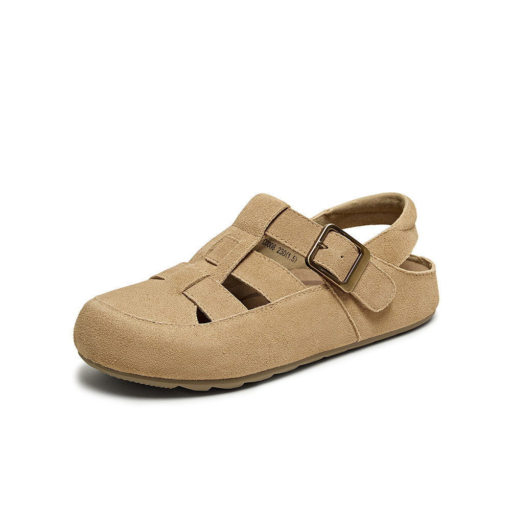 百思图2025夏季商场新款复古勃肯鞋猪笼鞋平底镂空女凉鞋D3006BH5,淘宝优惠券,粉丝福利购,淘宝优惠卷