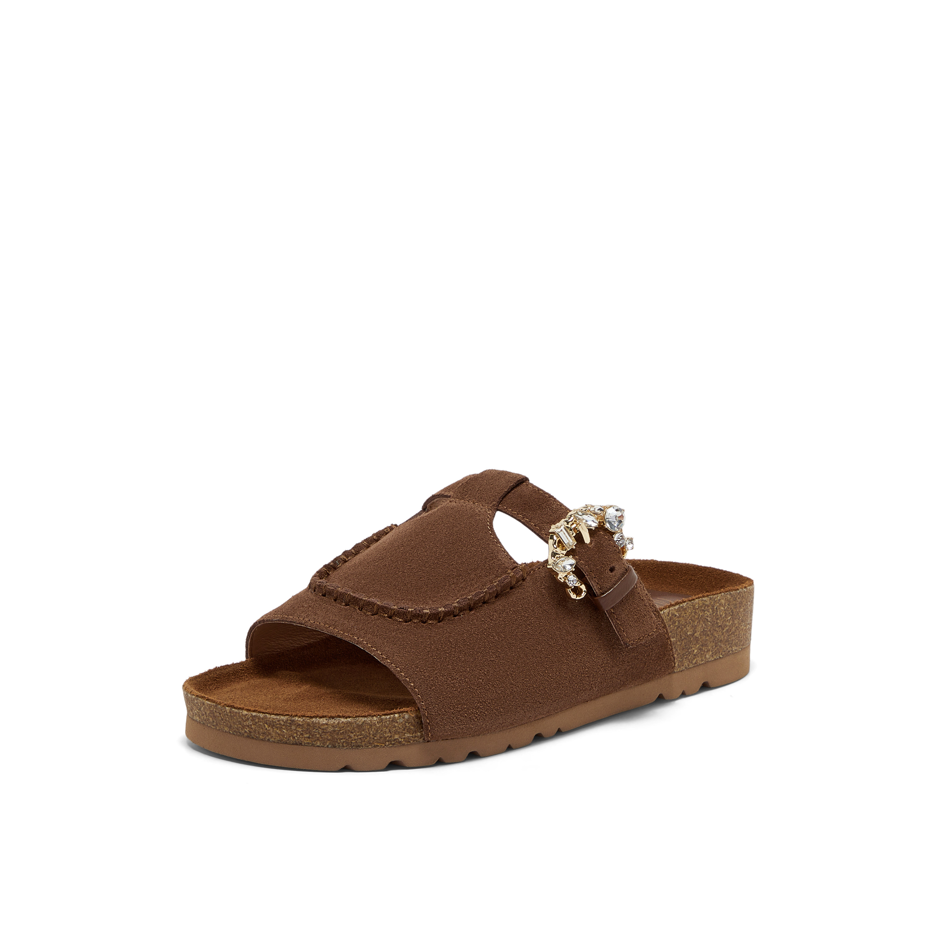 真美诗2025夏季新款复古牛绒平底袋鼠勃肯鞋凉拖鞋女外穿YVT27BT5,淘宝优惠券,粉丝福利购,淘宝优惠卷