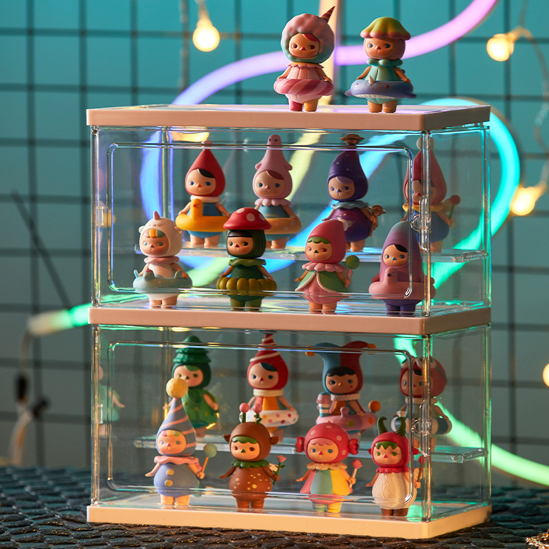 手办收纳盒多层盲盒展示架乐高架子透明摆柜亚克力泡泡玛特展示盒 - 图1
