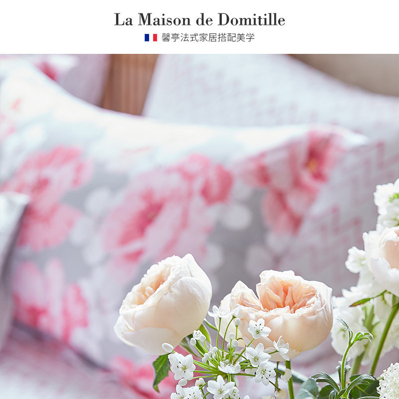 馨亭高端轻奢床上贡缎长绒棉四件套60支法式牡丹花卉件套谢尔贝