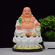 White resin statue of Sakyamuni Buddha, Ksitigarbha Bodhisattva and Maitreya Laughing Buddha