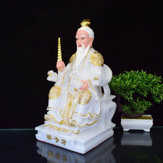 Jiang Ziya Statue Jiang Taigong Soldier Ancestor Resin White Marble Statue Conferred God List Home 16-inch Desktop Worship