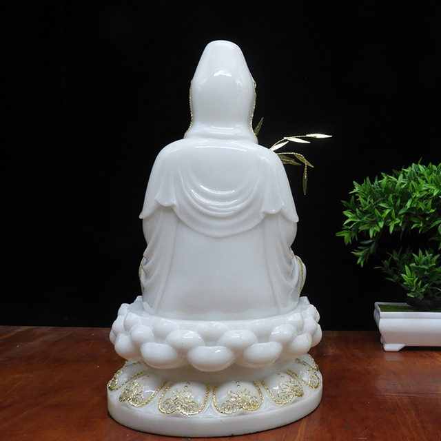 Buddha statue Avalokitesvara Bodhisattva enshrines peace white marble