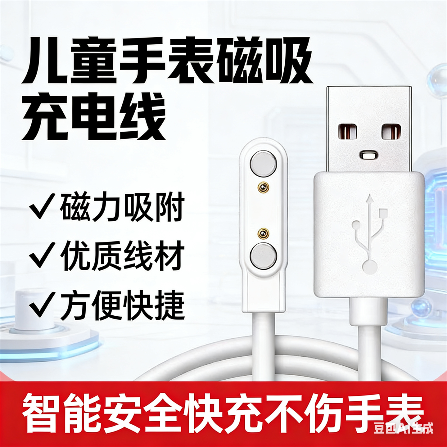 适用华米huami 1S古欧卡手表充电器磁吸充电线7.62mm儿童手表配件,淘宝优惠券,粉丝福利购,淘宝优惠卷