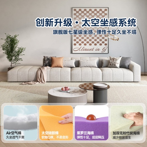帕沙曼防猫抓布艺沙发钢琴键意式极简约现代客厅小户型侘寂豆腐块 - 图1