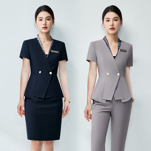 2025新款职业套装女秋冬酒店接待售楼部美容院珠宝店工作服套装女 - 图3