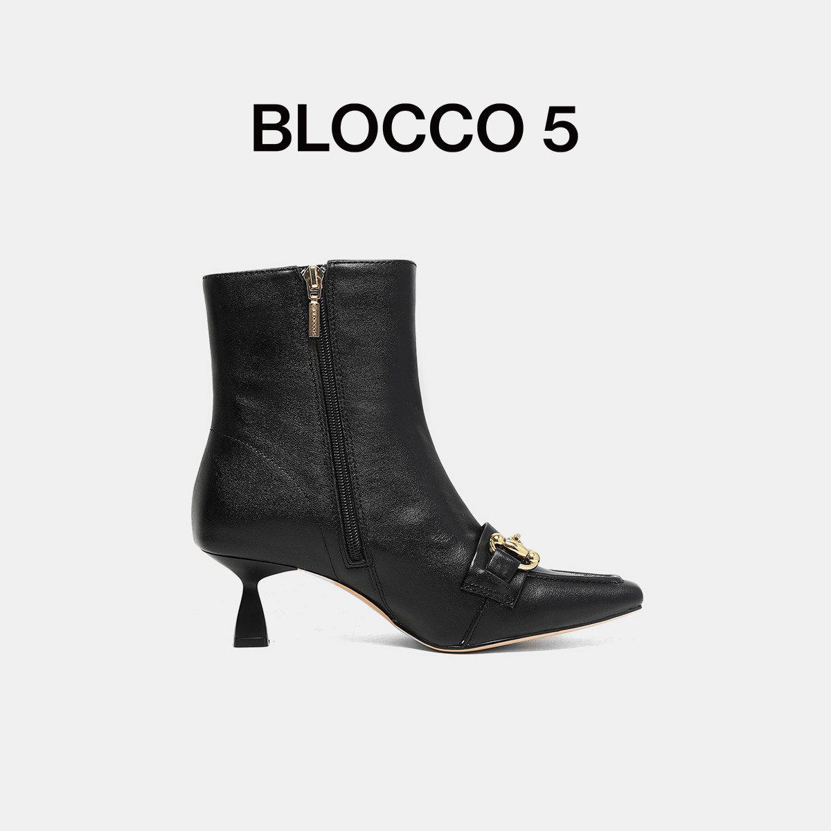BLOCCO5女鞋时装靴时尚饰扣尖方拉链高跟女靴子,淘宝优惠券,粉丝福利购,淘宝优惠卷