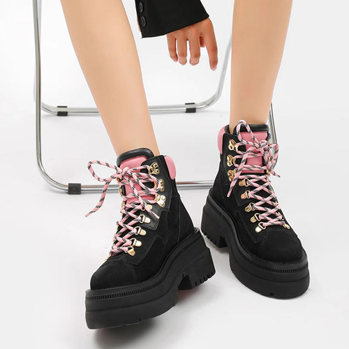 【秦岚同款】BLOCCO5女鞋秋冬ALL ROUND马丁靴厚底增高户外大黄靴 - 图0