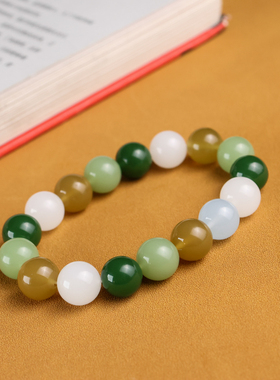 圆珠手链多色玉珠子手饰12mm