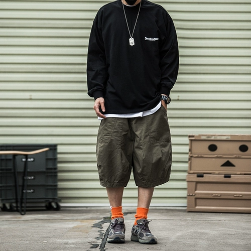 Японские шорты, штаны для отдыха, фонарь, свободный прямой крой