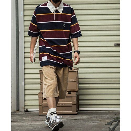 Ретро футболка с коротким рукавом, летняя футболка polo, в американском стиле, оверсайз