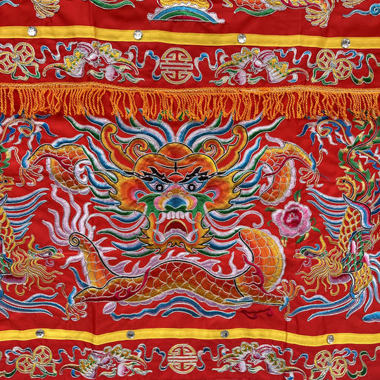 Taoist supplies dragon and phoenix table surround small plate dragon table surround altar surround altar cloth double dragon table surround red table surround fine embroidery