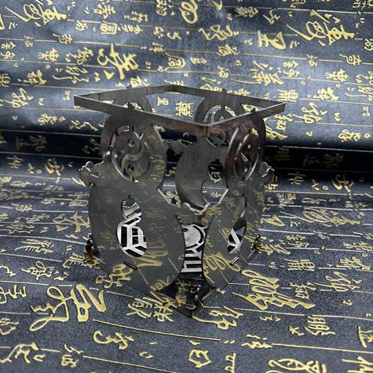 Three-piece set of watch tube holder, burnt table, Bagua Xuanzi gourd pattern table, writing tube stand, lower tube, upper table stainless steel stand